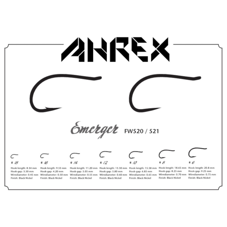 Ahrex Fw521 Emerger Hook Barbless #6 Trout Fly Tying Hooks